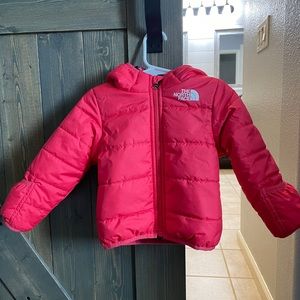 The North Face Reversible Perrito Hooded Jacket (Infant) 18m Paradise Pink